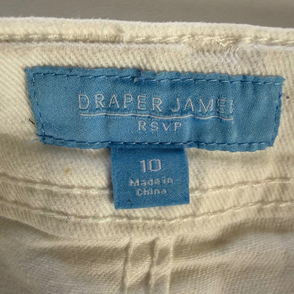 Draper James RSVP Womens White Wide Leg High Rise Patch Pocket Pants Size 10 - Picture 3 of 10